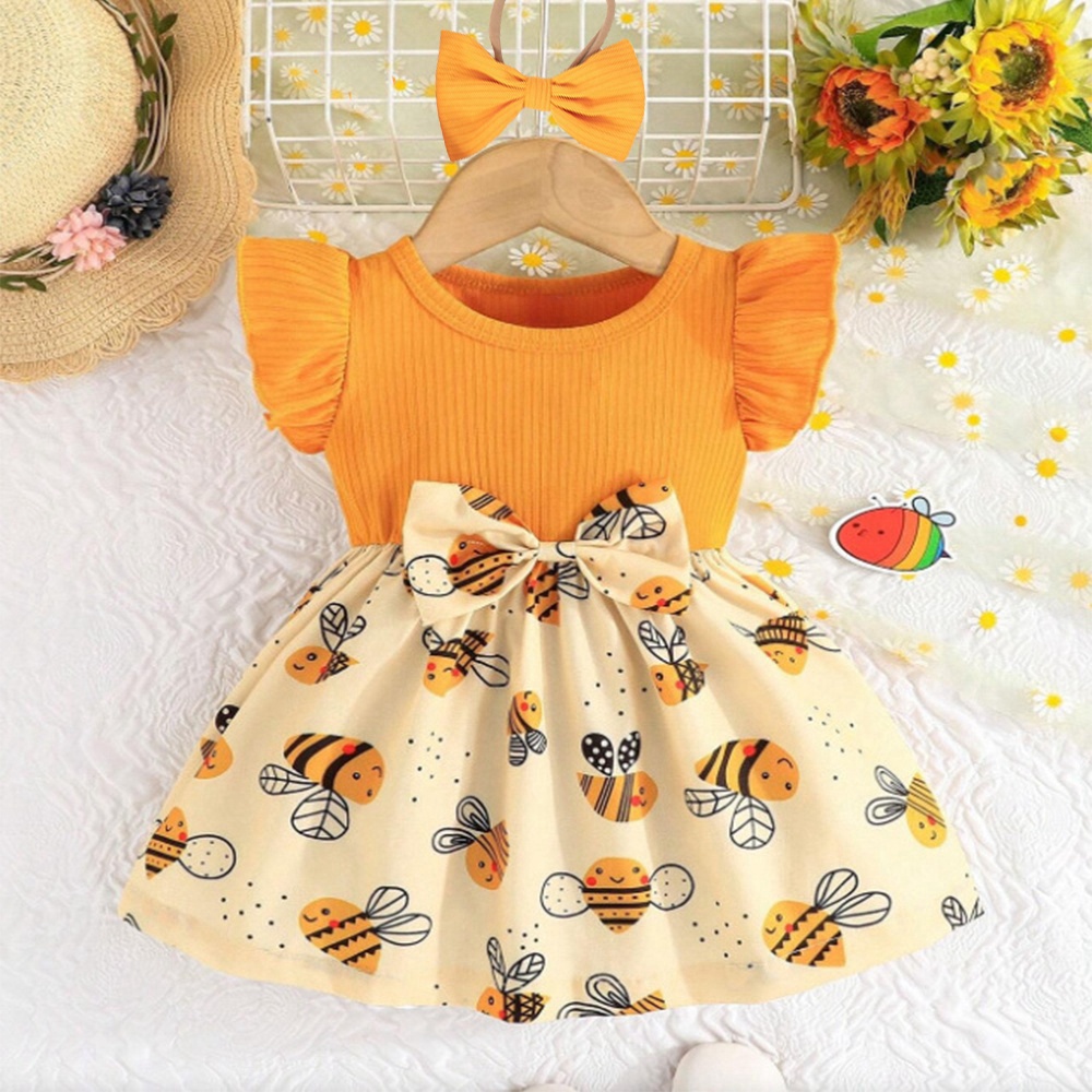 Baby Clothing Yellow - (0-3 jaar oude babymeisje jurk) zomer