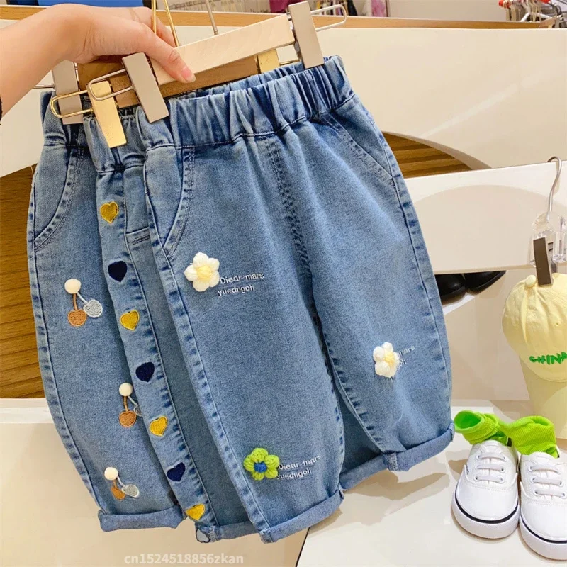 Baby Girl Clothing Zara - Geborduurde bloemenmeisje jeans babyjongen kinderjeans meisje